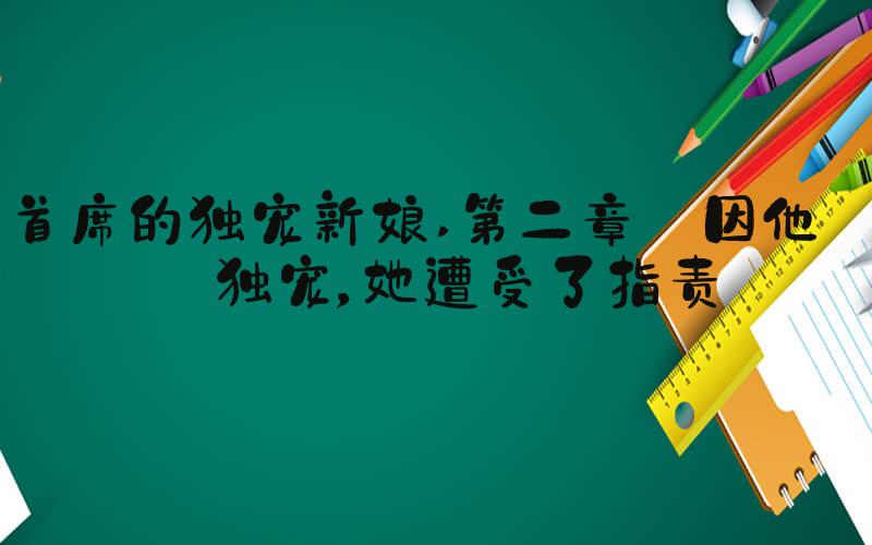 首席的独宠新娘 第二章 因他的独宠，她遭受了指责